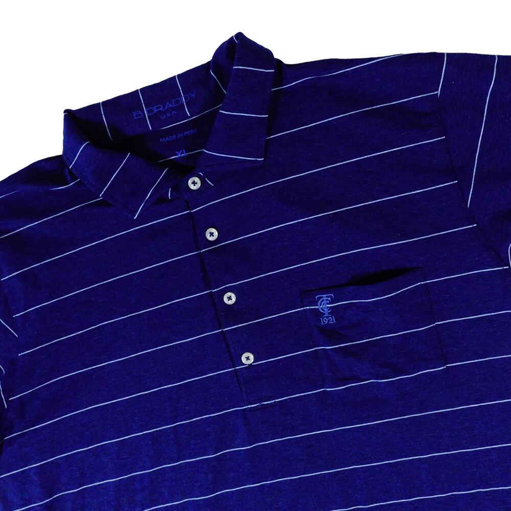 Tavistock CC 1921 B. Draddy Pima Cotton Blue Striped Golf Polo Men’s XL
